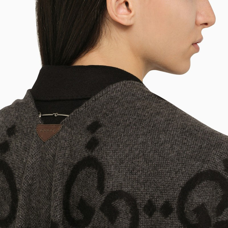 Gucci Grey/Black Reversible Jumbo Cashmere Cape Women