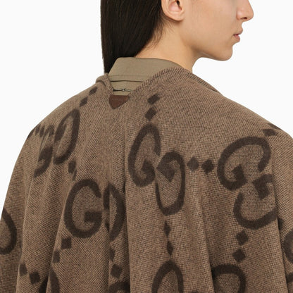 Gucci Beige/Brown Reversible Jumbo Cashmere Cape Women