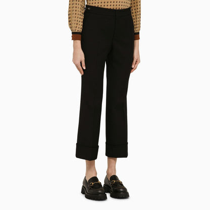 Gucci Black Wool Cropped Trousers Women