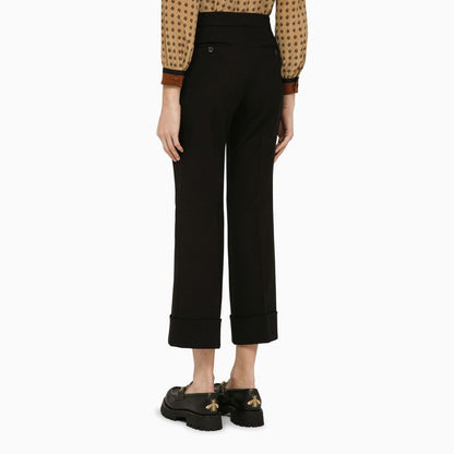 Gucci Black Wool Cropped Trousers Women