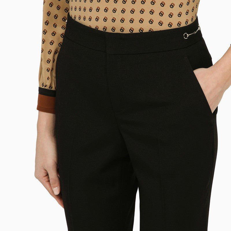 Gucci Black Wool Cropped Trousers Women