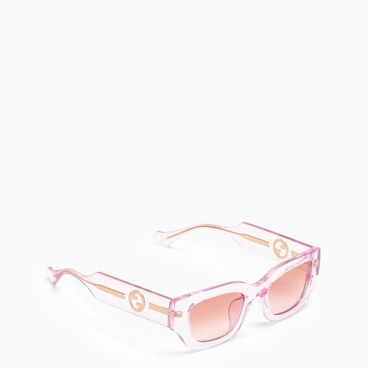 Gucci Rectangular Pink/Transparent Sunglasses Women