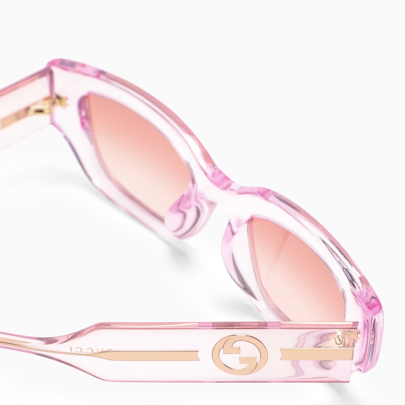 Gucci Rectangular Pink/Transparent Sunglasses Women