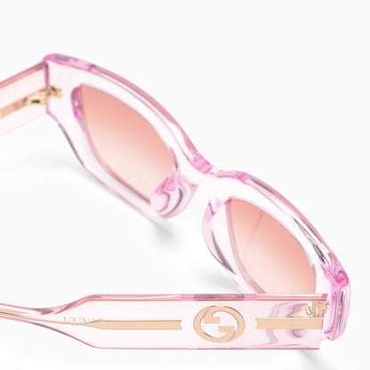 Gucci Rectangular Pink/Transparent Sunglasses Women