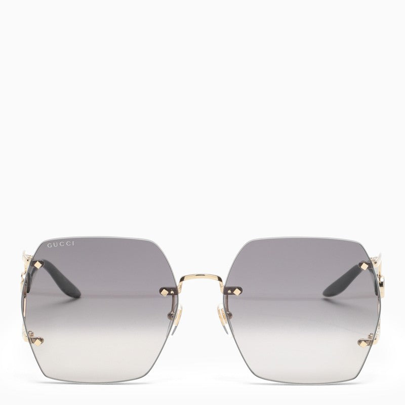 Gucci Gold And Black Hexagonal Sunglasses Women