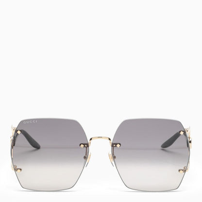 Gucci Gold And Black Hexagonal Sunglasses Women