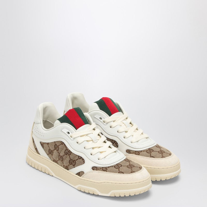 Gucci Re-Web Sneaker In Ivory/Beige/Ebony Gg Fabric Women