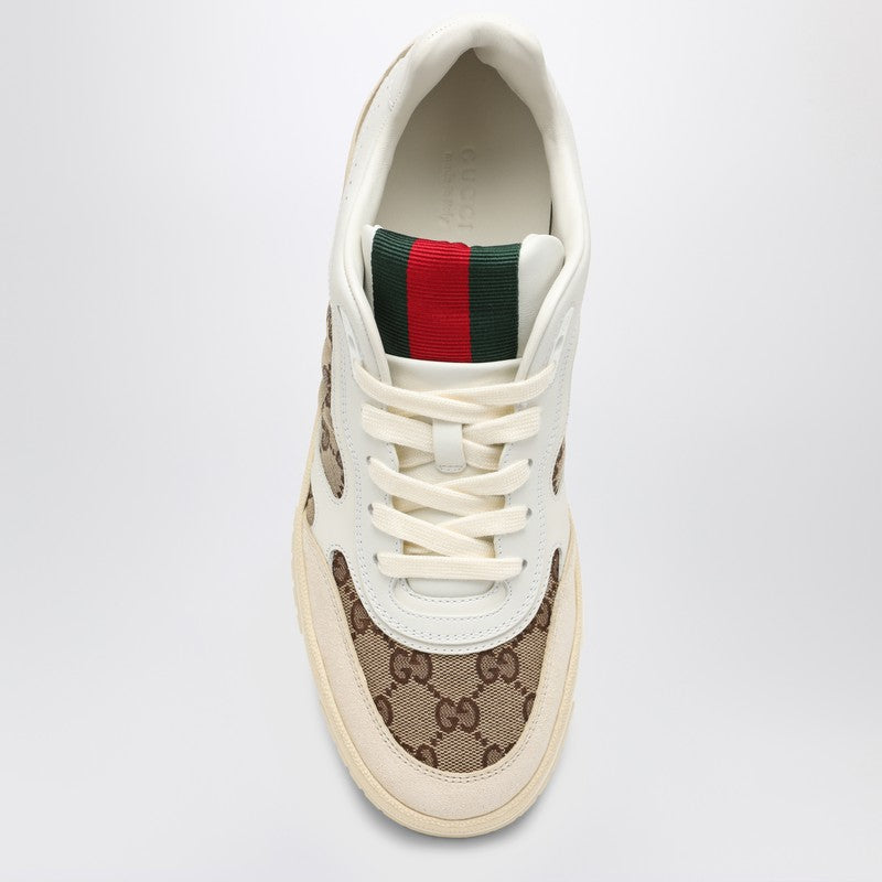 Gucci Re-Web Sneaker In Ivory/Beige/Ebony Gg Fabric Women