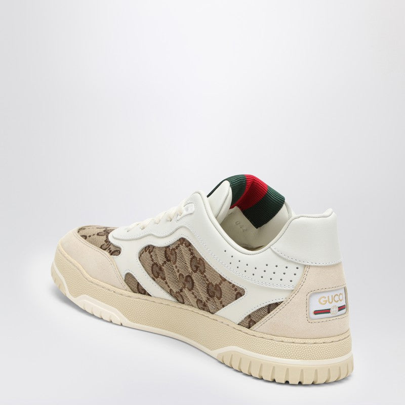 Gucci Re-Web Sneaker In Ivory/Beige/Ebony Gg Fabric Women