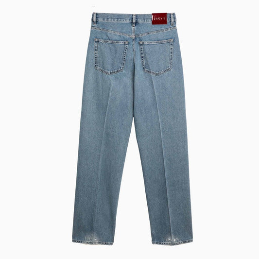 Gucci Blue Delavé Jeans With Logo Label Women