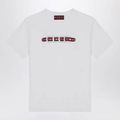 Gucci White Cotton T-Shirt With Logo Print Women