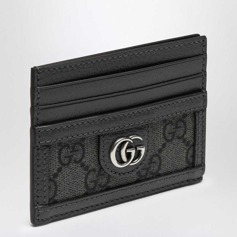 Gucci Gg Supreme Fabric Card Holder Grey/Black Men