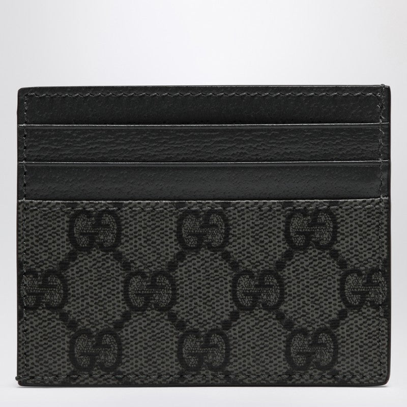 Gucci Gg Supreme Fabric Card Holder Grey/Black Men