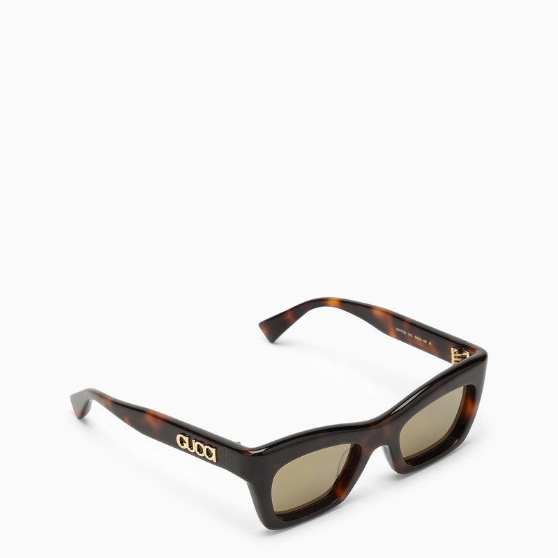 Gucci Tortoiseshell Rectangular Acetate Sunglasses Women