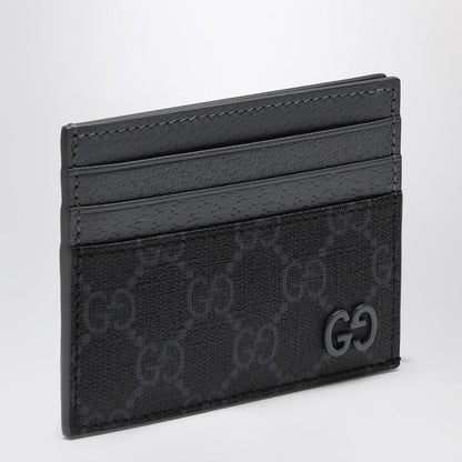 Gucci Gg Supreme Black/Grey Fabric Card Holder Men