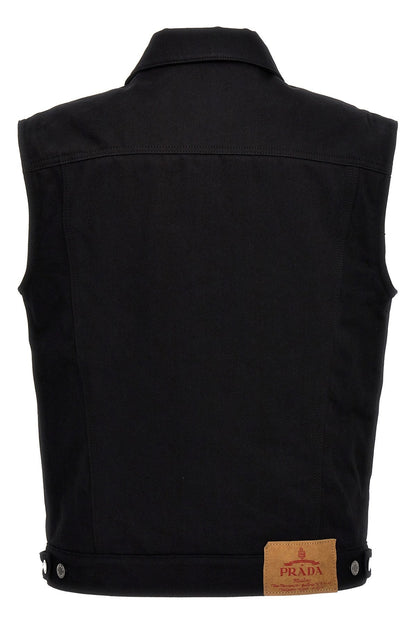 Prada Men Quilted Inner Denim Vest