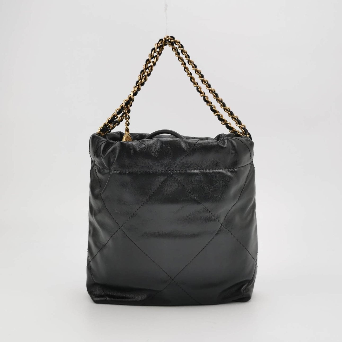 Chanel 22 Hobo Bag Mini Shiny Calfskin Leather Black with Gold-tone Hardware