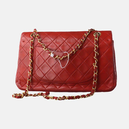 Chanel Classic Flap Vintage 1989 Red Lambskin Leather with 24k Gold Hardware