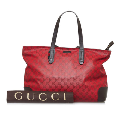 Red Gucci GG Canvas Tote Bag