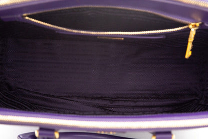 Prada Purple Saffiano Leather Galleria Double Zip Tote