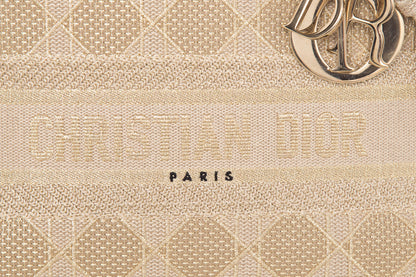 Christian Dior Tan & Gold Lady Dior Knit Handbag