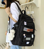 Gothslove Women Black Backpacks Nylon Waterproof backpacks for Teen Girls School Bag Students Bookbag Travel Backpack