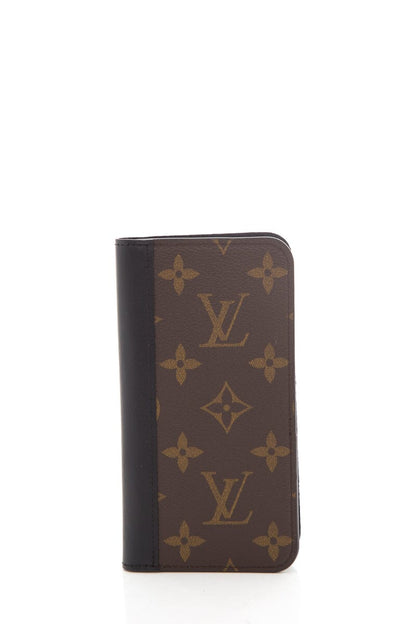 Louis Vuitton Brown & Black iPhone XS Max Folio Case