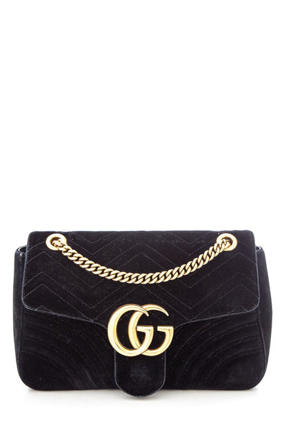 Gucci Black Velvet Marmont Handbag