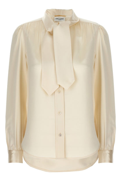 Saint Laurent Women Lavalliere Silk Shirt