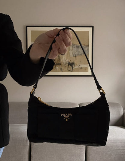 Prada Black Nylon Mini Bow Bag