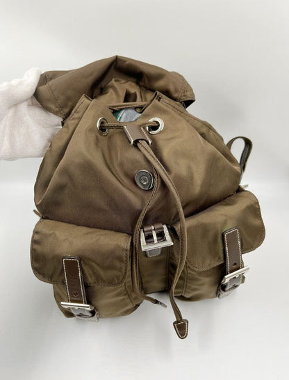 Prada Khaki Nylon Backpack