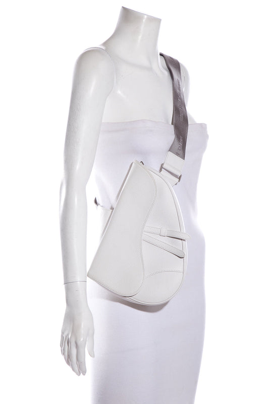 Christian Dior Ivory Saddle Leather Cross-Body Handbag