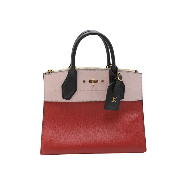 LOUIS VUITTON Red And Pale Pink City Steamer Hand Bag 2017