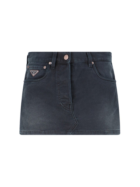 Prada Women Denim Mini Skirt