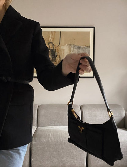 Prada Black Nylon Mini Bow Bag