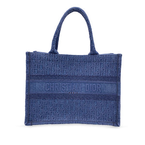 CHRISTIAN DIOR Blue Denim Oblique Medium Book Tote Bag Handbag