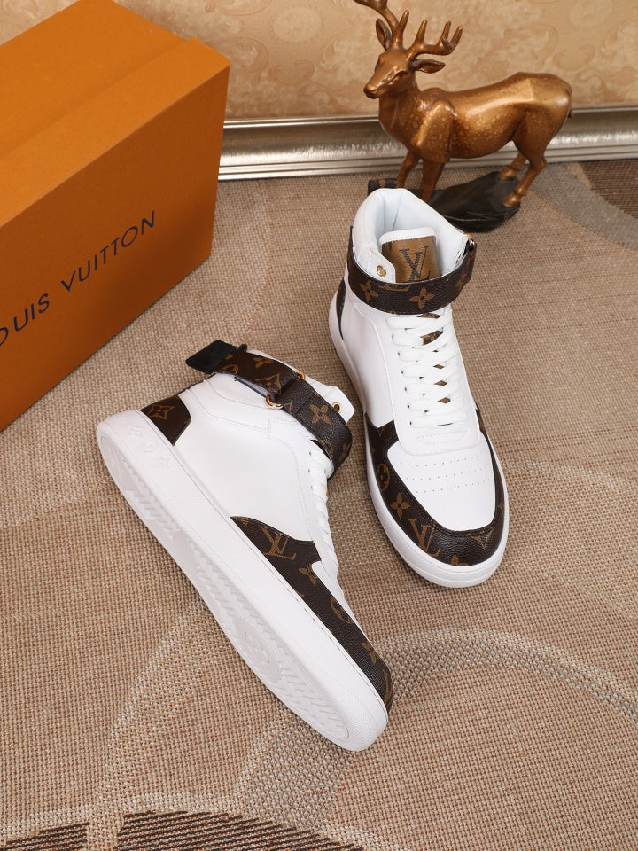 The Bags Vibe - Louis Vuitton Rivoli High White Brown Sneaker