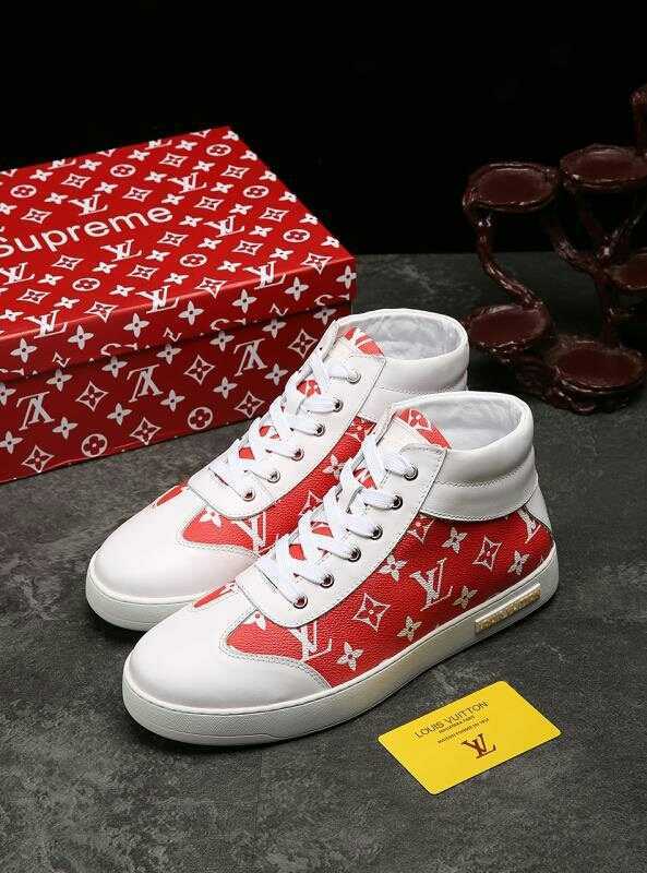 The Bags Vibe - Louis Vuitton HIgh Top White Red Sneaker