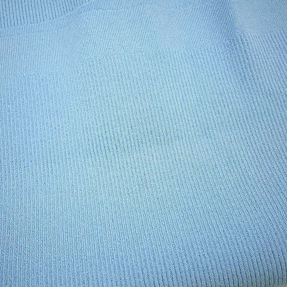 LOUIS VUITTON Thin ribbed long sleeve polo top Size S Blue 1AA9A0 Rayon83% Polyester17%