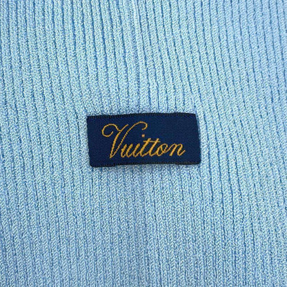 LOUIS VUITTON Thin ribbed long sleeve polo top Size S Blue 1AA9A0 Rayon83% Polyester17%