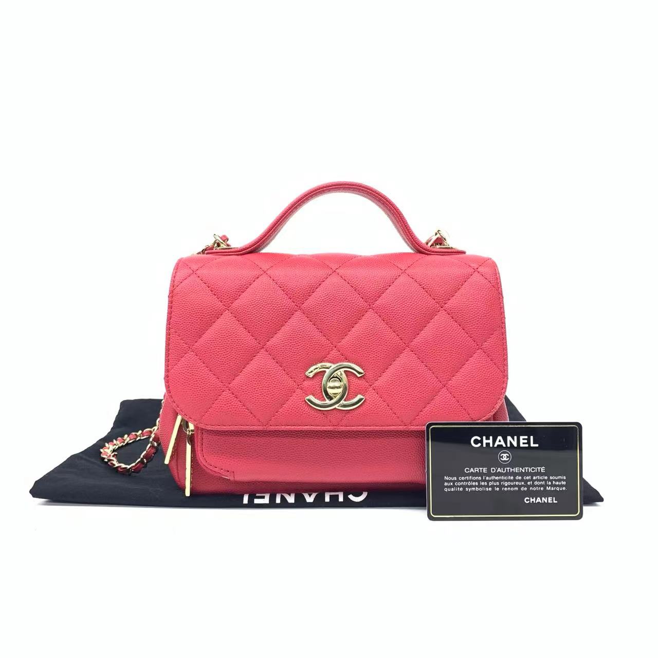 [Reserved] Chanel Business Affinity Small Pink Caviar Leather Top Handle Crossbody Bag