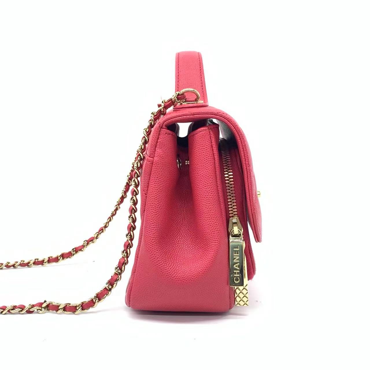 [Reserved] Chanel Business Affinity Small Pink Caviar Leather Top Handle Crossbody Bag