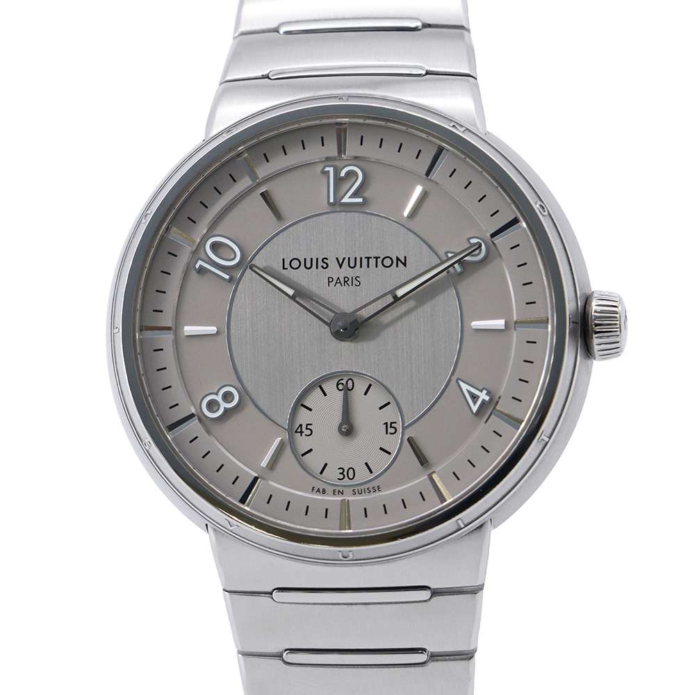 LOUIS VUITTON Tambour Automatic Steel Silver W40mm Stainless Steel Gray Dial W1ST10