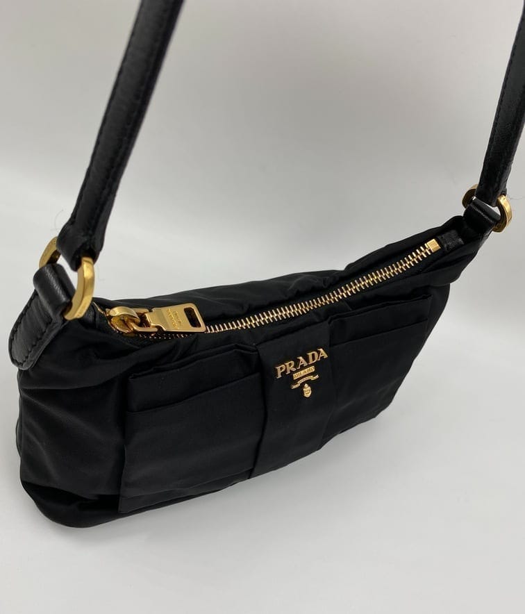 Prada Black Nylon Mini Bow Bag