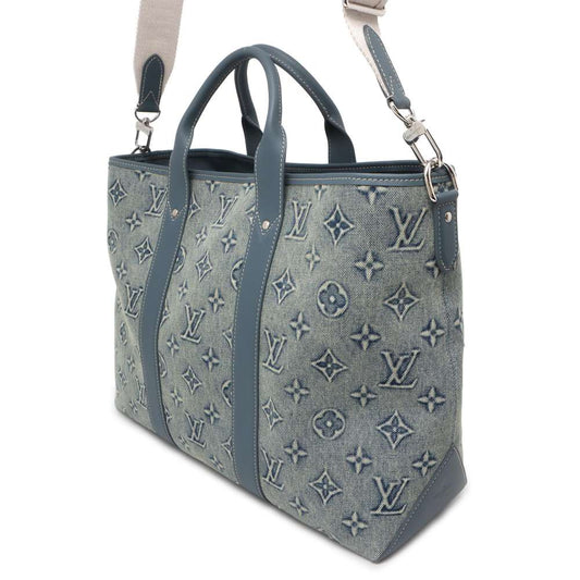 LOUIS VUITTON Weekend Tote NM Blue M22537 Monogram Washed Denim