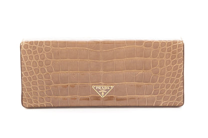 Prada Brown Embossed Box Clutch