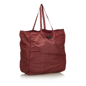 Prada Red Nylon Fabric Printed Tote Bag Italy