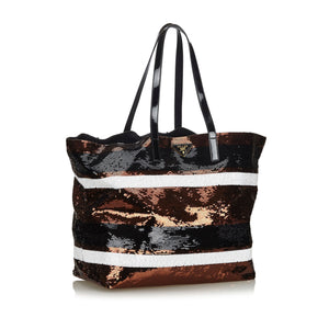 Prada Black Nylon Fabric Sequined Tote Bag Italy