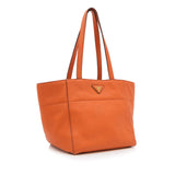 Prada Orange Calf Leather Metallic Vitello Daino Tote Bag Italy