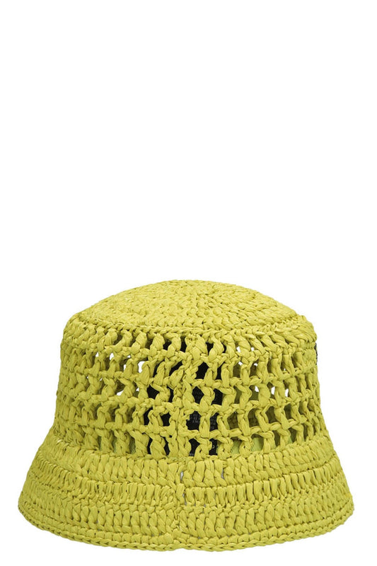 Prada Women Logo Raffia Bucket Hat